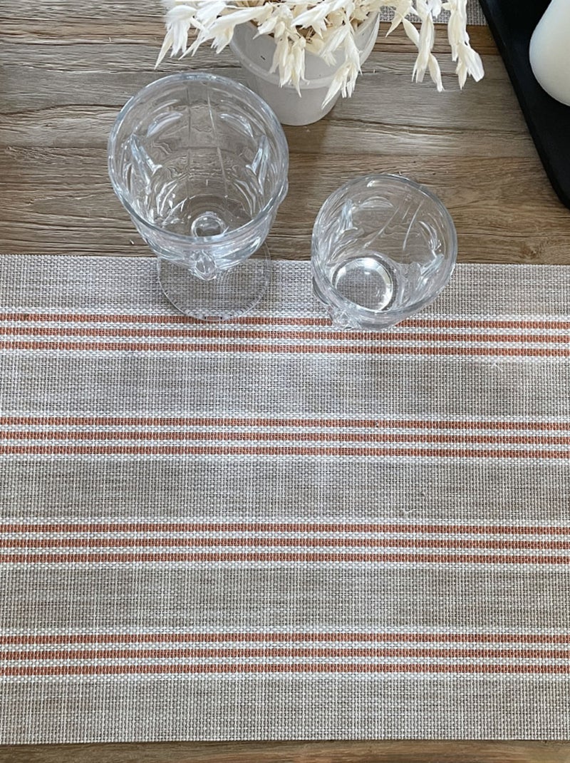 Set de table rectangulaire rayé Beige - Kiabi