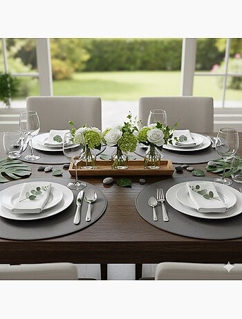 Set de table rond 38 cm Graniti argent