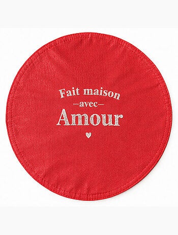 Set de table rond à paillettes brodé fait maison avec amour