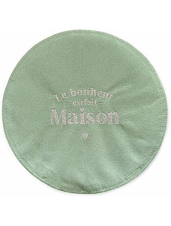 Set de table rond à paillettes brodé le bonheur est fait maison
