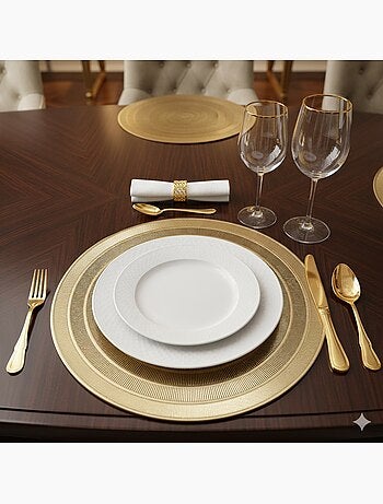 Set de table rond ajouré or