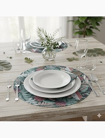 Set de table rond ambiance tropicale