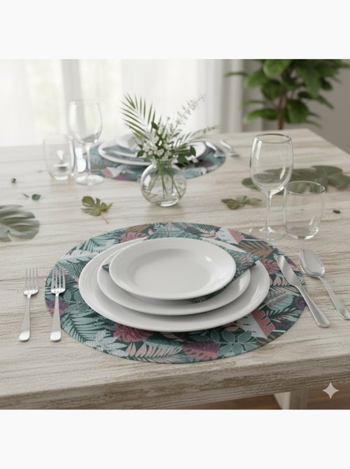 Set de table rond ambiance tropicale - Kiabi