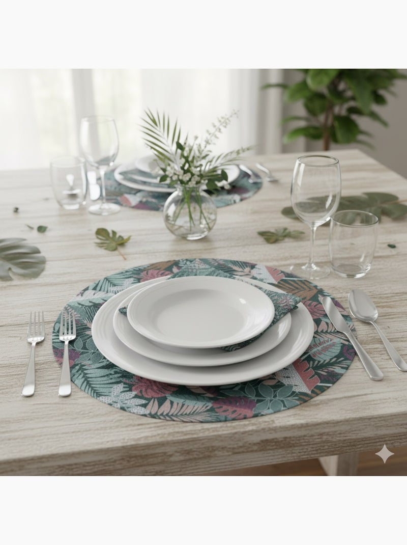 Set de table rond ambiance tropicale Vert - Kiabi