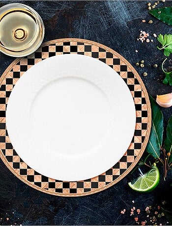 Set de table rond en feuilles de bambou tressées