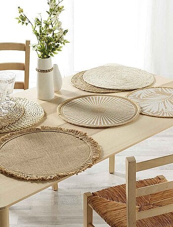 Set de table rond en jute à franges