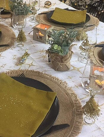 Set de table rond en jute à franges