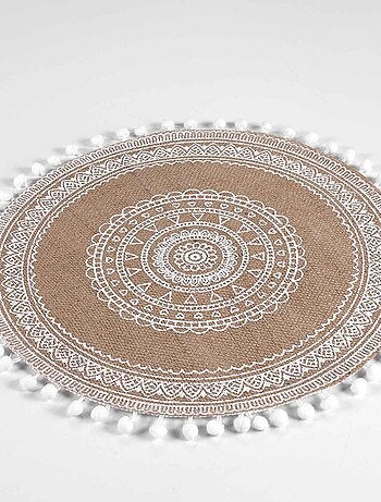 Set de table rond en jute avec pompons