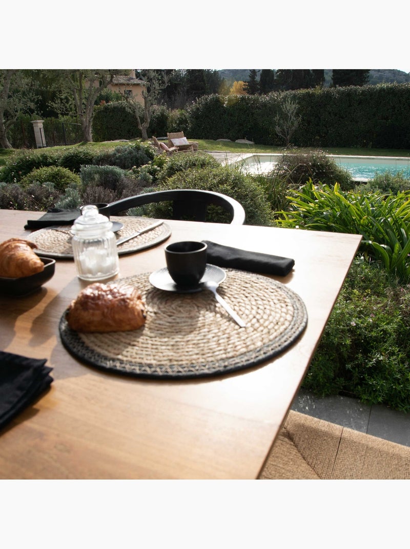 Set de table rond en jute rigide tressée Noir - Kiabi