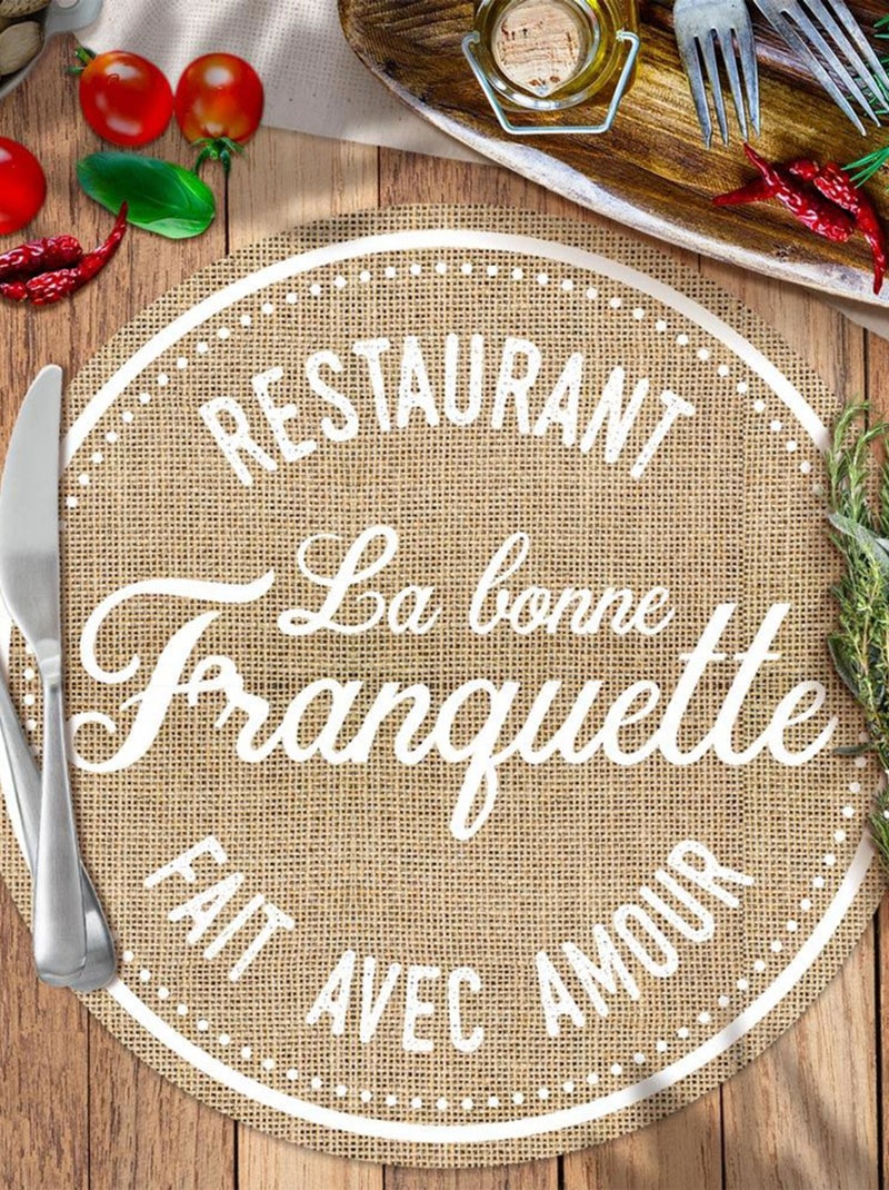 Set de table rond La Bonne Franquette en toile de jute Beige - Kiabi