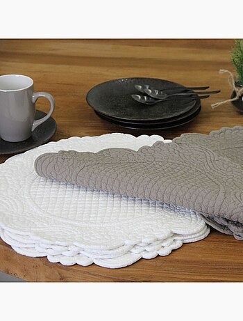 Set de table rond lavable matelassé coton
