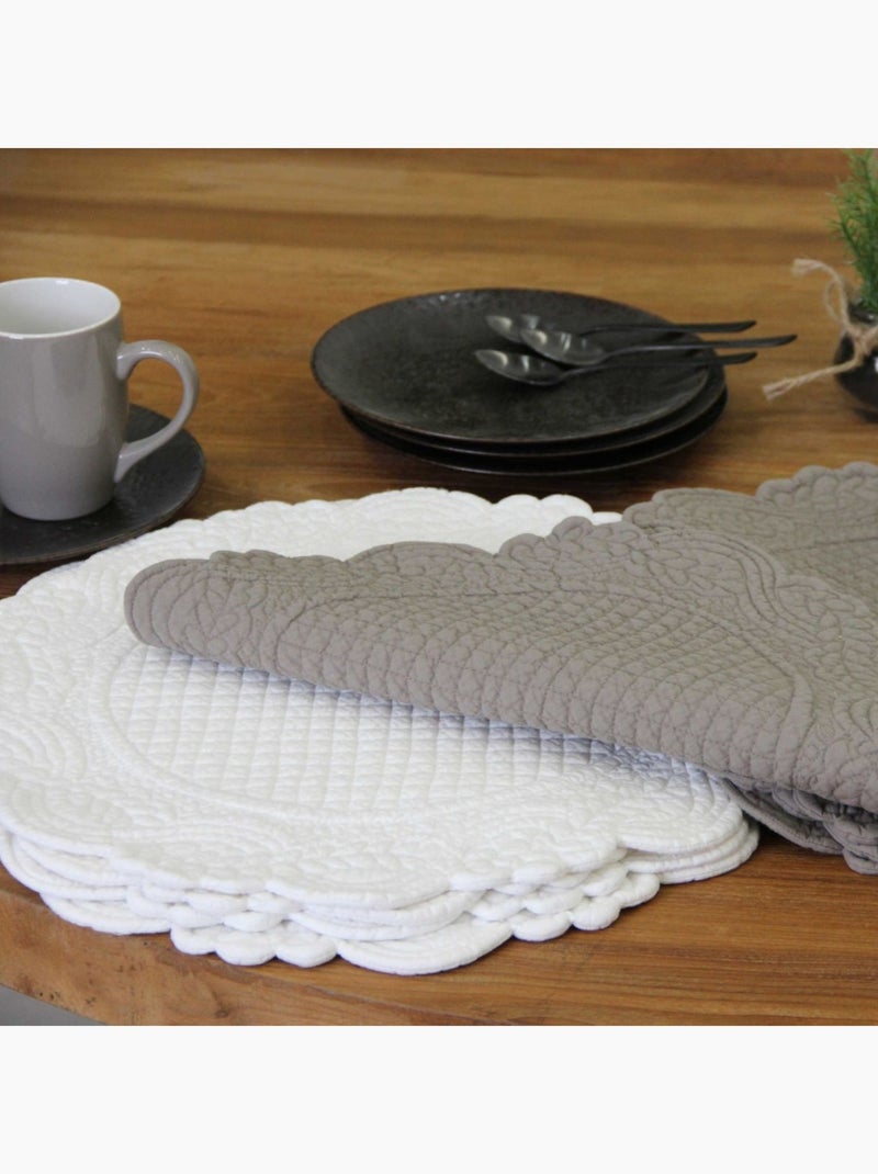 Set de table rond lavable matelassé coton Blanc - Kiabi