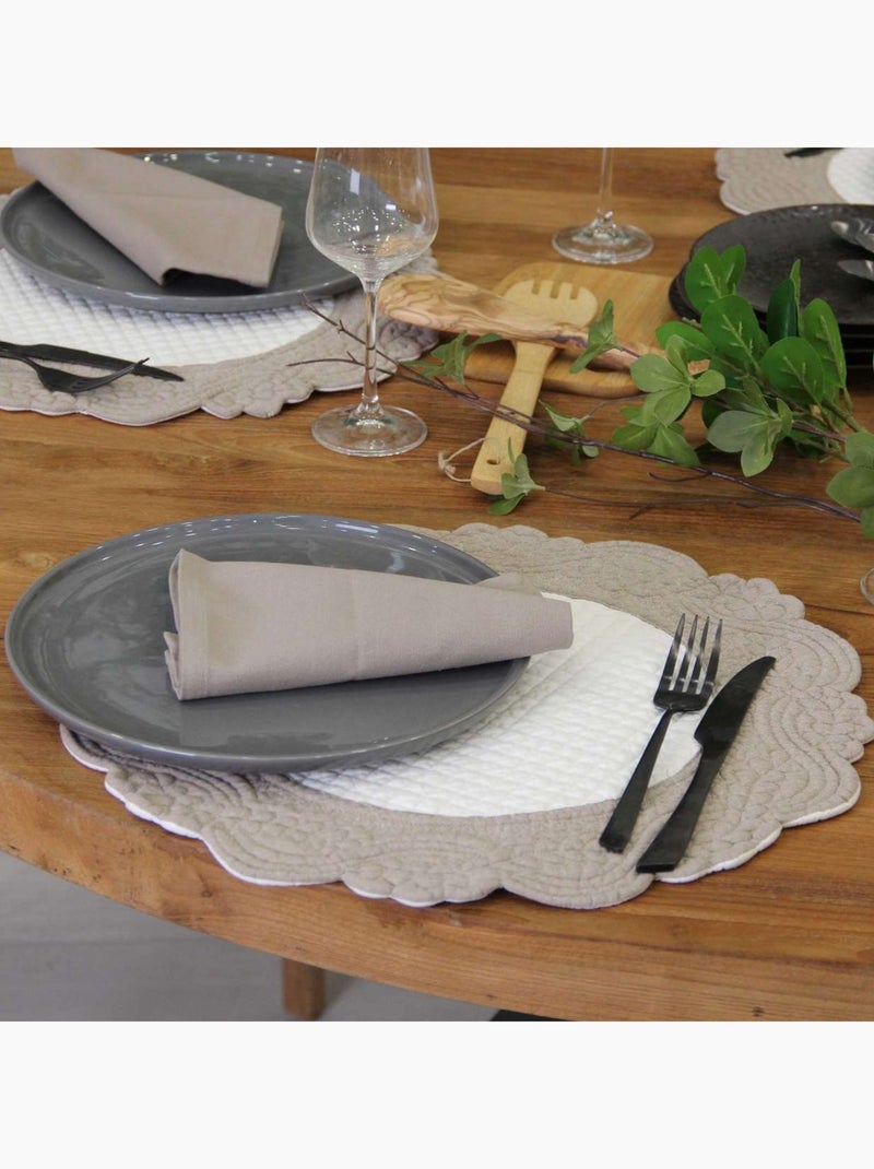 Set de table rond lavable matelassé coton Ecru - Kiabi