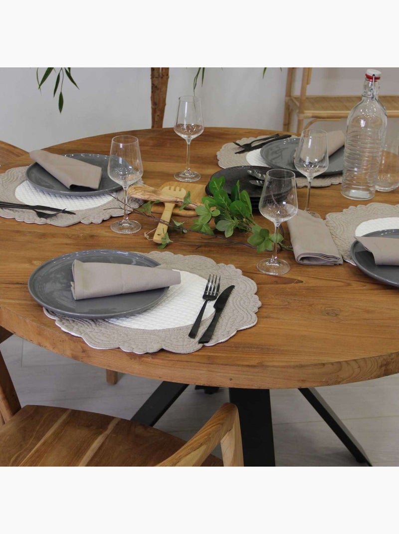 Set de table rond lavable matelassé coton Ecru - Kiabi