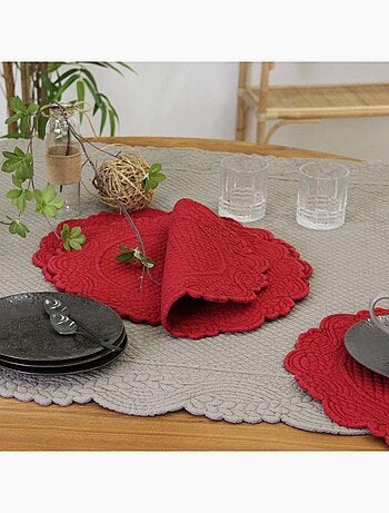 Set de table rond lavable matelassé coton