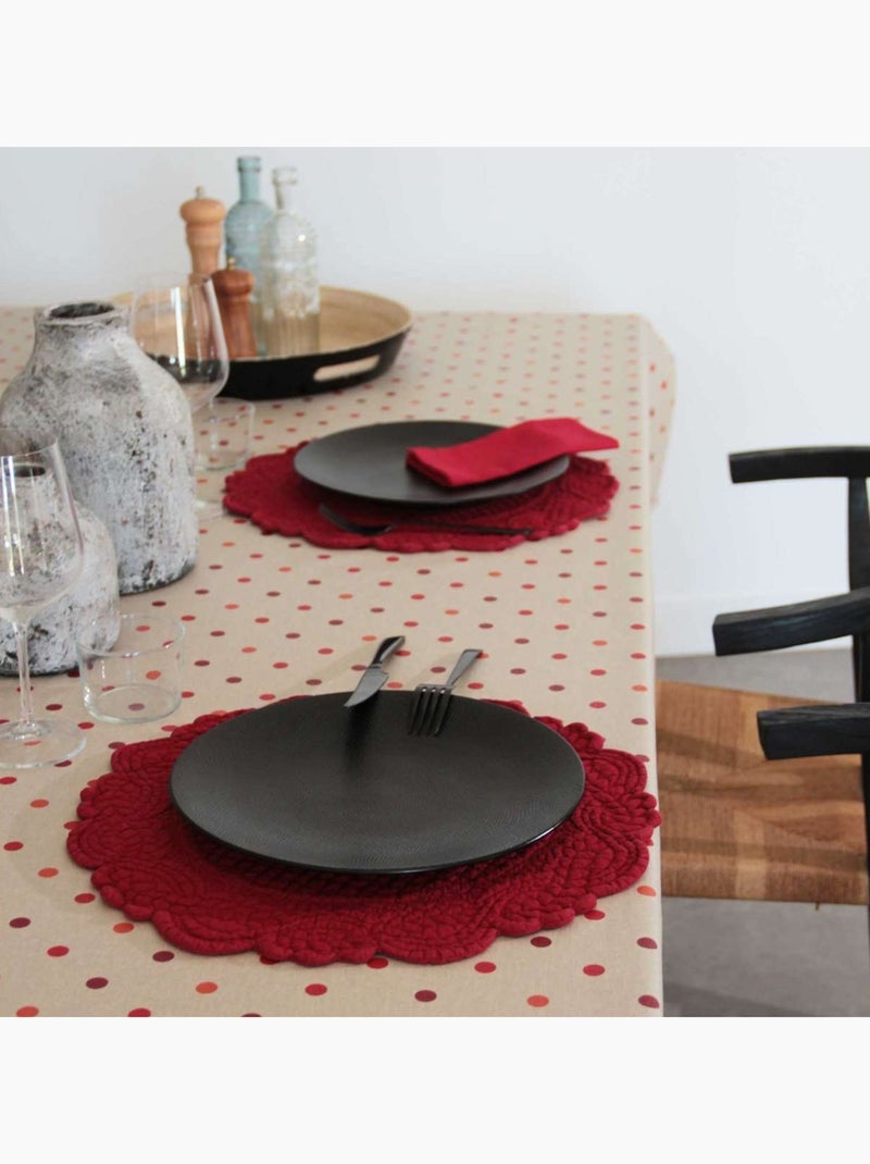 Set de table rond lavable matelassé coton Rouge - Kiabi