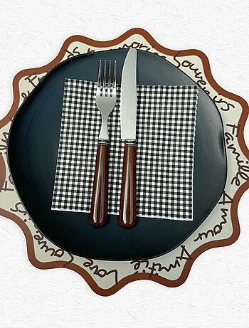 Set de table rond rigide avec écriture décorative