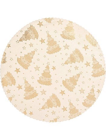 Set de table rond velours blanc et doré