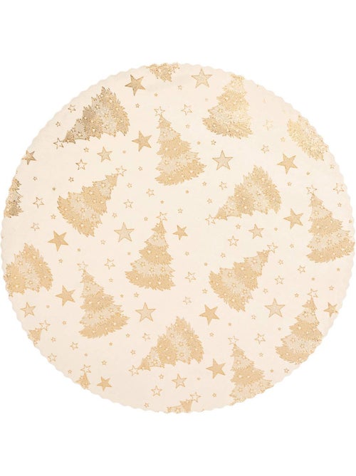 Set de table rond velours blanc et doré - Kiabi