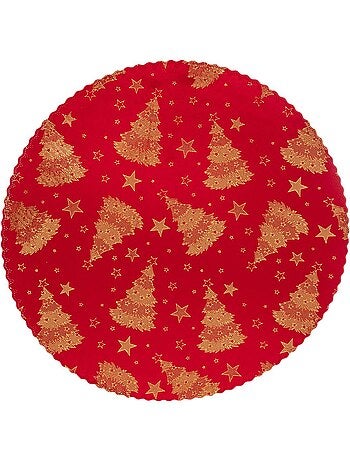 Set de table rond velours rouge