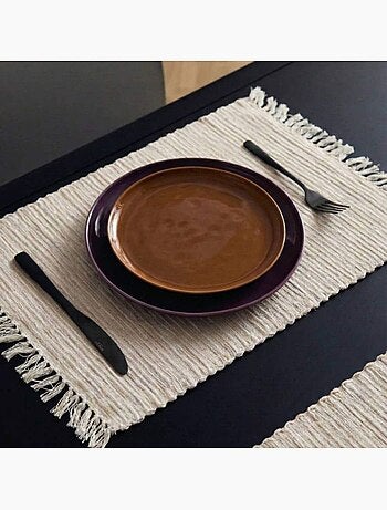 Set de table tissu côtelé à franges 35x50cm