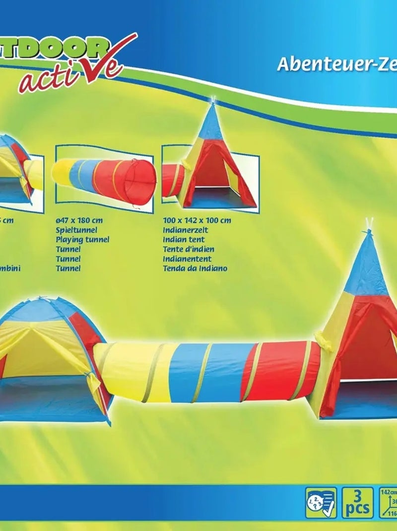 Set de tentes Aventure avec Tunnel Multicolore - Kiabi