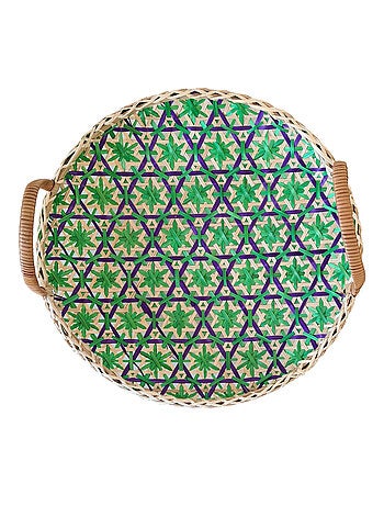 Set de trois plateaux en bambou tressé