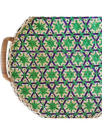 Set de trois plateaux en bambou tressé