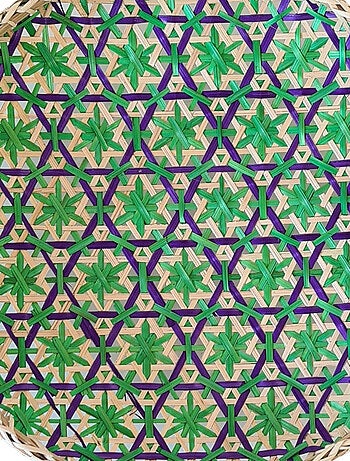 Set de trois plateaux en bambou tressé