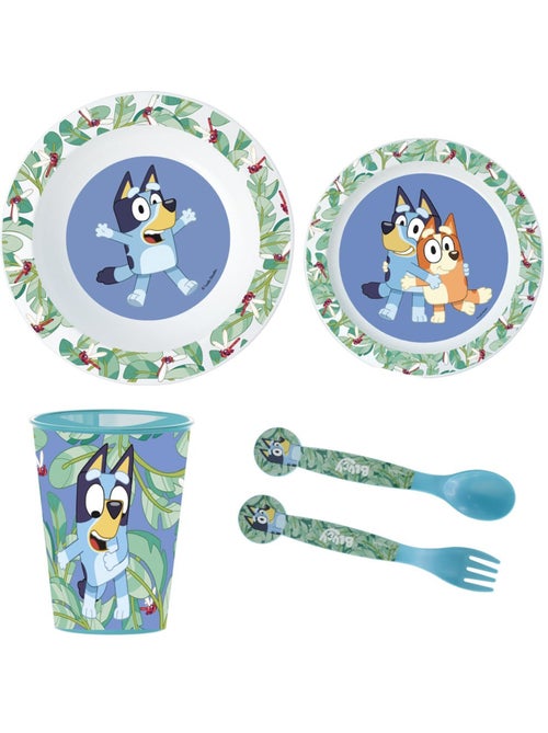 Set de vaisselle enfant Bluey en plastique rigide imprimé brillant - Kiabi