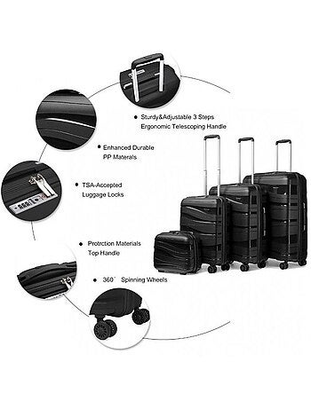 Set de valises - 14/20/24/28 cm abs 100 l tsa - kono