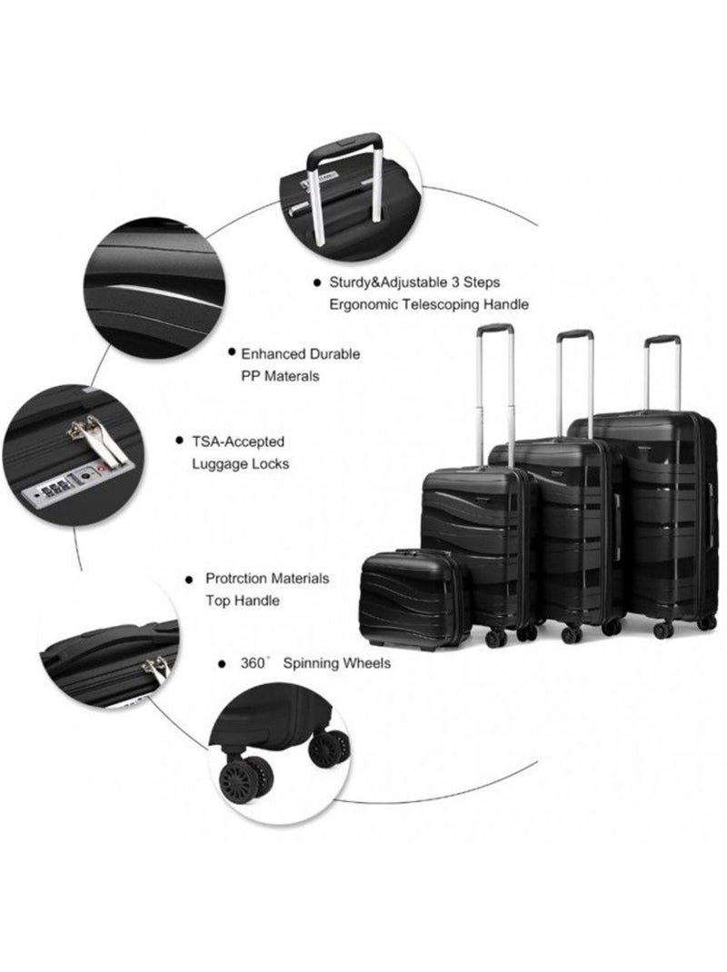 Set de valises - 14/20/24/28 cm abs 100 l tsa - kono Noir - Kiabi