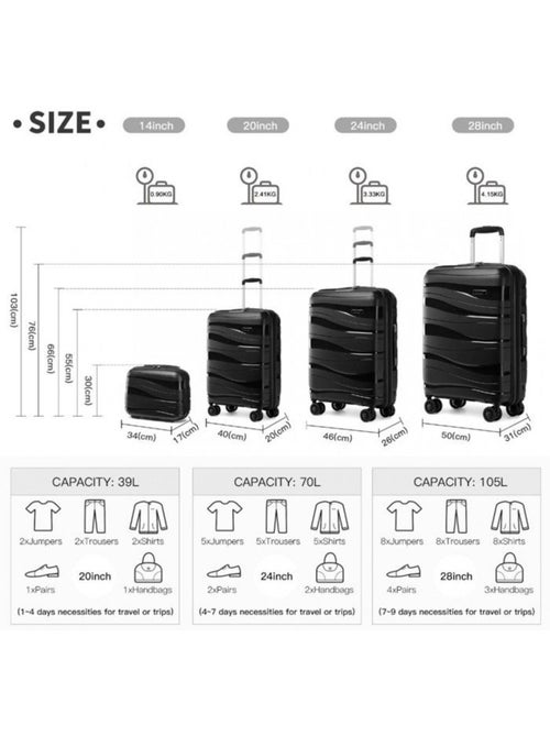 Set de valises - 14/20/24/28 cm abs 100 l tsa - kono - Kiabi Set de valises - 14/20/24/28 cm abs 100 l tsa - kono - Kiabi