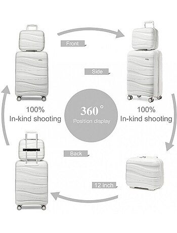 Set de valises - 28x21x15 cm rigide 4 roulettes serrure tsa - kono