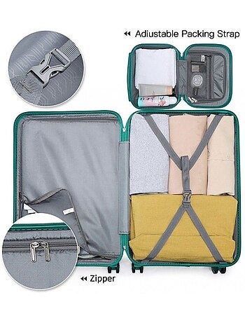 Set de valises - 28x21x15 cm rigide 4 roulettes serrure tsa - kono