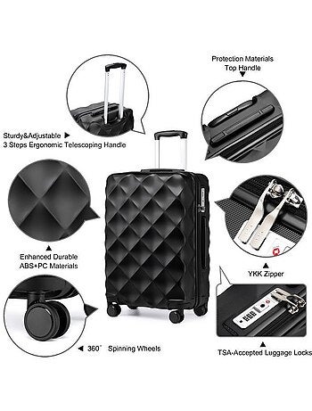 Set de valises - 53x35x21 cm rigide 34 l tsa - british traveller