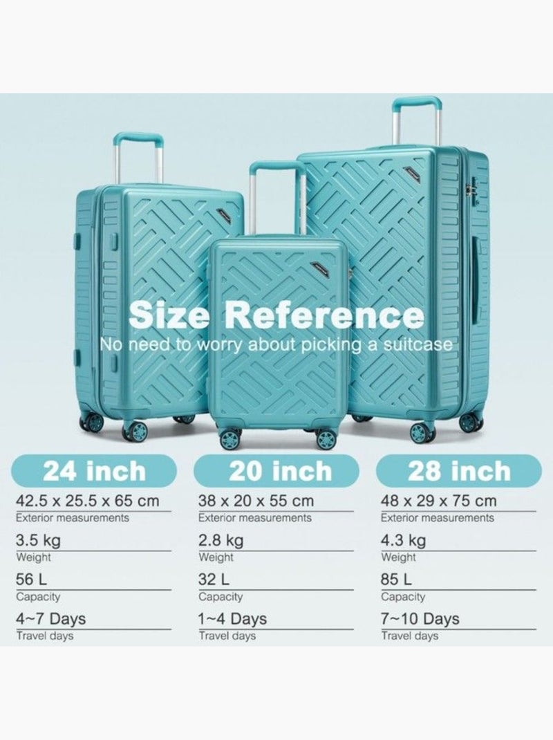 Set de valises - 55/64.5/74 cm abs 4 roulettes serrure tsa - kono Bleu - Kiabi