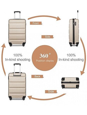 Set de valises - 55x38x20 cm abs 4 roulettes serrure tsa - kono