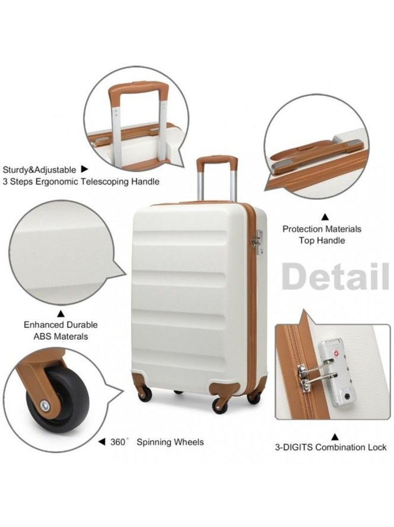 Set de valises - 55x38x20 cm abs 4 roulettes serrure tsa - kono Blanc - Kiabi