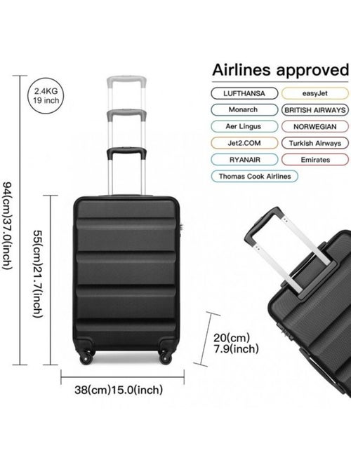 Set de valises - 55x38x20 cm abs 4 roulettes serrure tsa - kono - Kiabi Set de valises - 55x38x20 cm abs 4 roulettes serrure tsa - kono - Kiabi