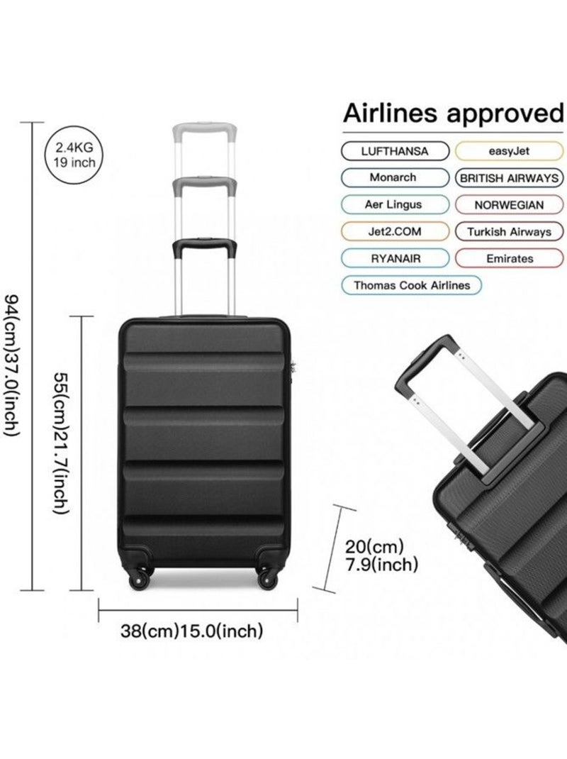 Set de valises - 55x38x20 cm abs 4 roulettes serrure tsa - kono Noir - Kiabi