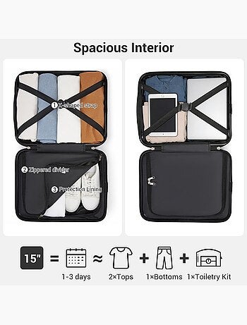 Set de valises - 55x38x20 cm abs 4 roulettes serrure tsa - kono