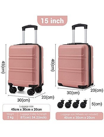 Set de valises - 55x38x20 cm abs 4 roulettes serrure tsa - kono