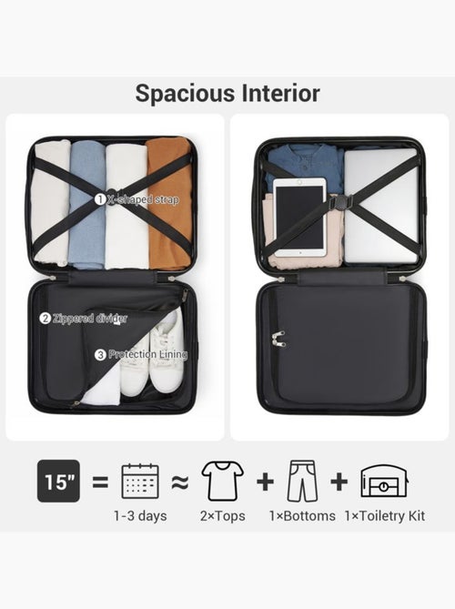 Set de valises - 55x38x20 cm abs 4 roulettes serrure tsa - kono - Kiabi