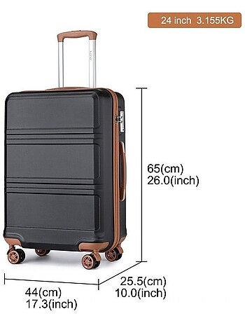 Set de valises - 65x25.5x44 cm abs+pc 4 roulettes serrure tsa - kono