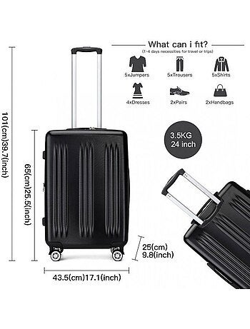 Set de valises - 65x43.5x25 cm abs 4 roulettes serrure tsa - kono