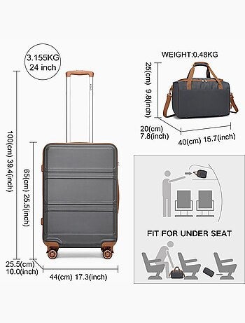 Set de valises - 65x44x25.5 cm abs 4 roulettes serrure tsa - kono
