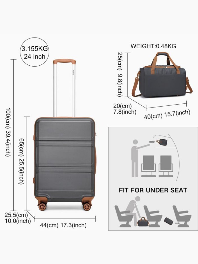 Set de valises - 65x44x25.5 cm abs 4 roulettes serrure tsa - kono Gris - Kiabi