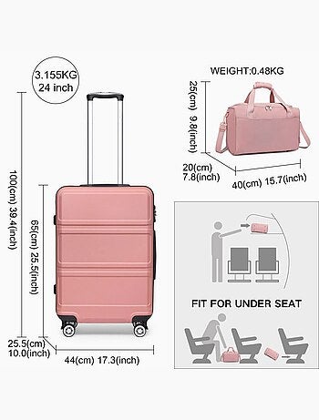 Set de valises - 65x44x25.5 cm abs 4 roulettes serrure tsa - kono