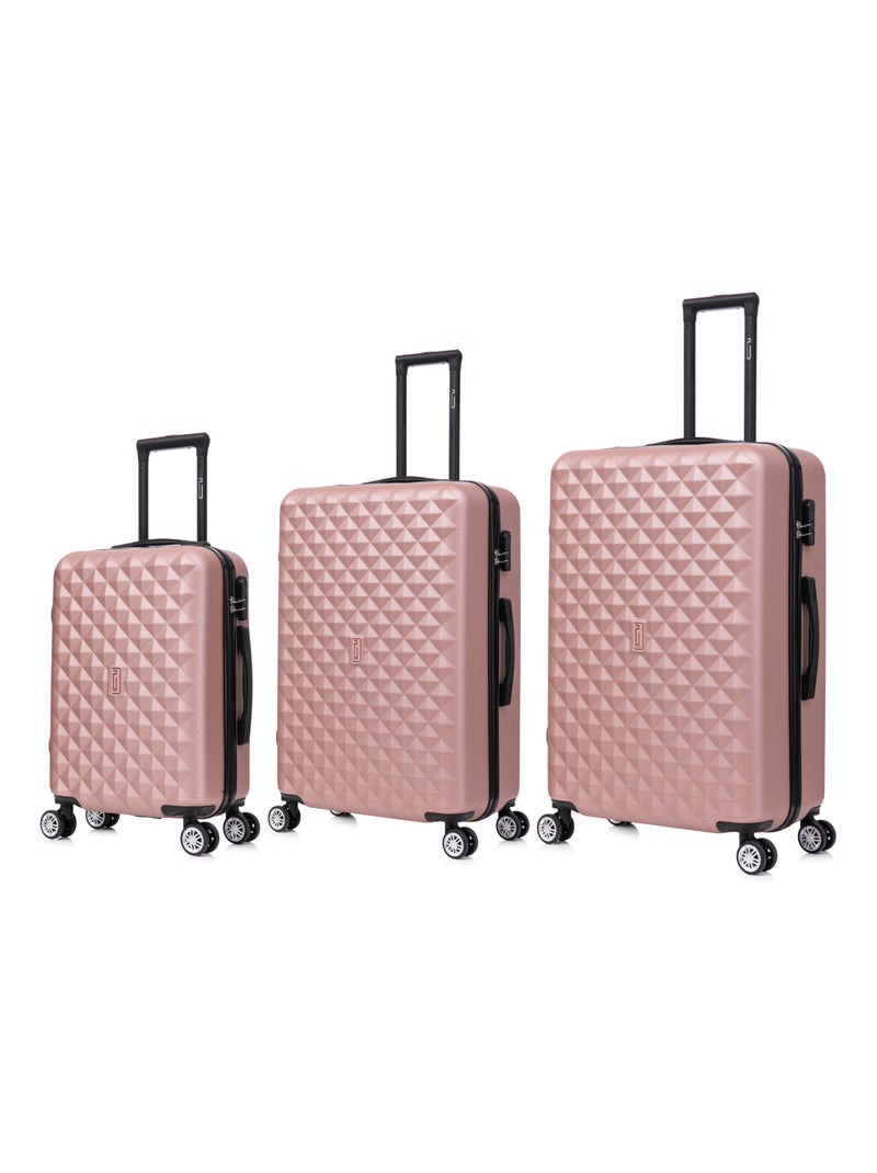 Set de Valises 3 Pièces | Cabine + Moyenne + Grande | Serrure Intégrée | CELIMS France Rose - Kiabi